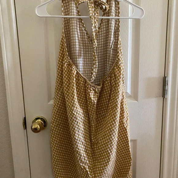Cotton-On Mustard Yellow Checked Sasha Halter Neck Playsuit Romper Size XL - Picture 3 of 4
